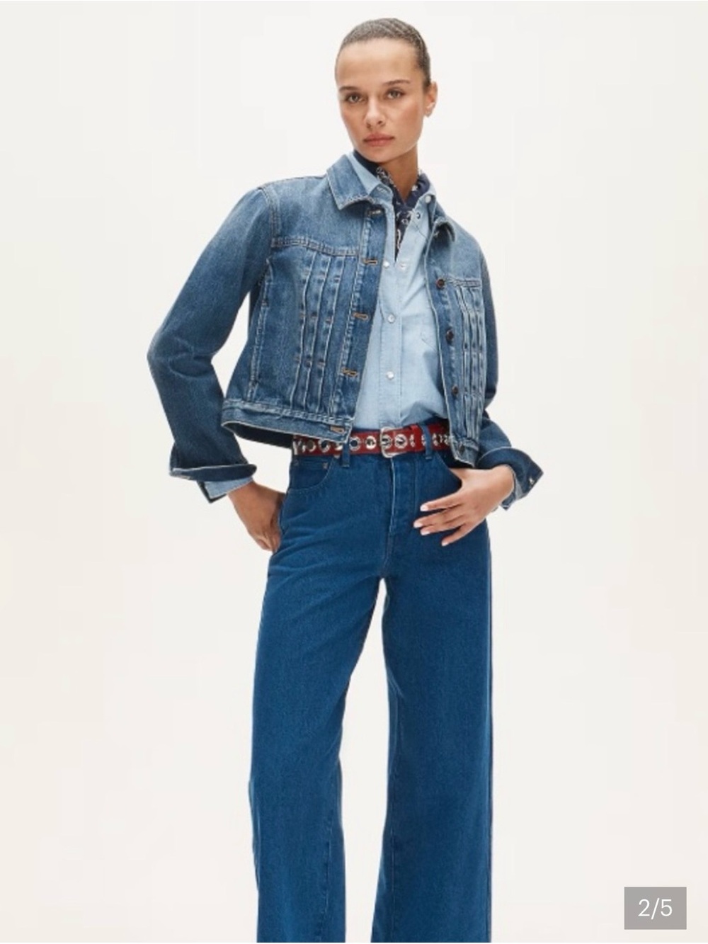 JCrew NWT Cropped Denim Jacket with Pintucks END OF SUMMER HOT DEAL $49🔥🔥 - Picture 2 of 14